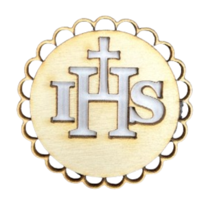 Drewniana hostia IHS komunia scrapki sklejka