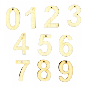 Drewniane cyfry cyferki do zegara 10szt scrapki