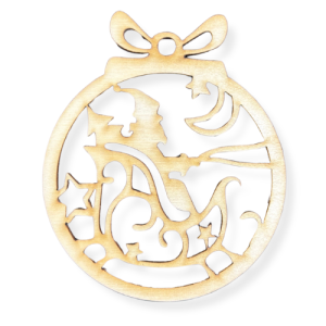 Bombka Świąteczna Zawieszka na Choinkę Sanie Mikołaja Decoupage