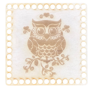 Baza Dno Koszyka Spód Kwadrat Ażur z motywem Sowa do Makramy 15cm
