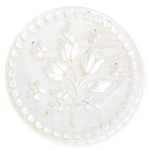 Baza do Koszyka Spód Kosza Drewniany Okrąg z motywem Kwiat 18cm