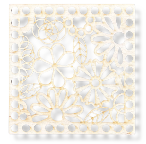 Baza Dno Koszyka Spód Kwadrat Ażur Kwiaty ze Sklejki Makrama Decoupage