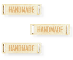 Drewniana metka wszywka naszywka etykieta guzik HANDMADE ze sklejki 3szt