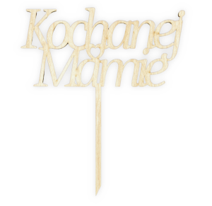Topper Drewniany na Piku Napis Kochanej Mamie na Dzień Matki Dekoracja