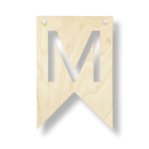 Drewniany Proporczyk Zawieszka do Girlandy Chorągiewka Litera M
