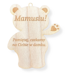 Zawieszka Samochodowa drewniany Miś zawieszka do auta z grawerem