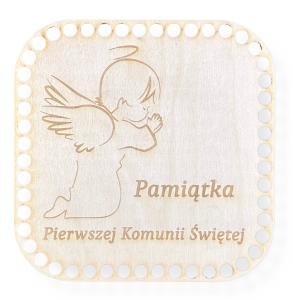 Baza dno Kosza Kwadrat motyw komunijny Anioł Makrama Decoupage