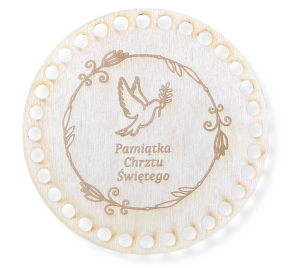 Baza Dno Koszyka z motywem Gołębia Pamiątka Chrztu Decoupage Baza Kosza