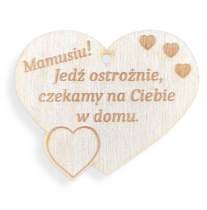 Zawieszka do Samochodu z grawerem Jedź Ostrożnie Zawieszka do Auta Prezent