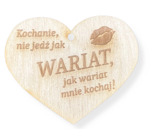 Drewniane Serce Zawieszka do Auta z Grawerem Prezent Walentynkowy Dekor