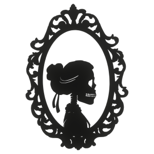 Duża Dekoracja HALLOWEEN Dekor Ścienny Zjawa w Lustrze Czaszkini Czarna 28,5cm