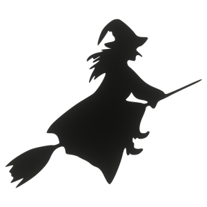 Dekoracja HALLOWEEN drewniana WIEDŹMA ozodba ze sklejki Czarna 18cm