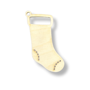 Drewniana zawieszka skarpeta skarpetka świąteczna decoupage ze sklejki 9cm