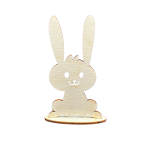 Drewniany zając zajączek królik na podstawce decoupage ze sklejki dekor 6cm
