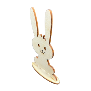 Drewniany zając zajączek królik na podstawce decoupage ze sklejki dekor 6cm