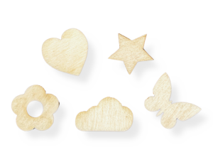 Drewniane Scrapki Serce Motyl Kwiat Chmurka Gwiazdka Decoupage Dekor 5szt