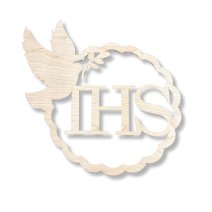 Obręcz Drewniana na Komunie Pierwsza Komunia Święta IHS Gołąb 36CM