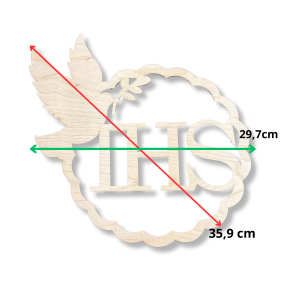 Obręcz Drewniana na Komunie Pierwsza Komunia Święta IHS Gołąb 36CM
