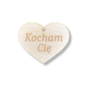 Zawieszka Grawerowana Serce z napisem KOCHAM CIĘ Drewniana Zawieszka