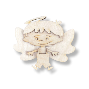 Aniołek Drewniany do Ozdabiania motyw Chłopiec 3D 8cm