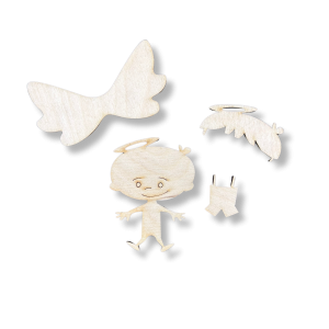 Aniołek Drewniany do Ozdabiania motyw Chłopiec 3D 8cm