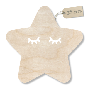 Drewniana Zawieszka Ozdoba Ścienna Dekor Scrapek Śpiąca Gwiazdka 15 CM