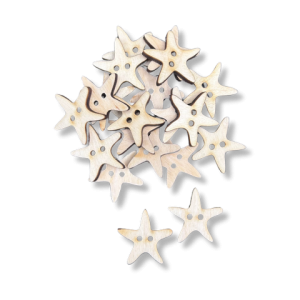 Guziki Ozdobne Rozgwiazdy Drewniane 20szt 25mm Naturalne Drewno