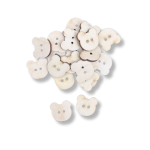 Guziki Ozdobne Misie Naturalne Drewno 20mm 20sztuk