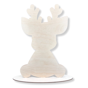 Drewniany Renifer dekoracja stojąca na podstawce RENIFEREK 30cm