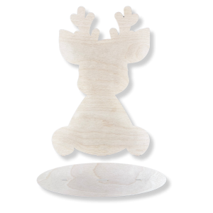 Drewniany Renifer dekoracja stojąca na podstawce RENIFEREK 30cm