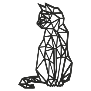 Dekoracja Ścienna Ażurowy duży KOT 3D na ściane GEOMETRYCZNY KOT 52cm Czarny