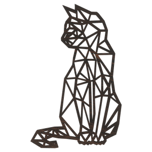 Dekoracja Ścienna Ażurowy duży KOT 3D na ściane GEOMETRYCZNY KOT 52cm WENGE