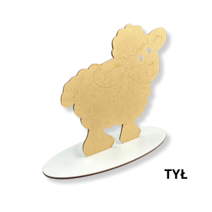 Drewniany Biały Baranek Wielkanocny Owieczka na Podstawce Dekor Decoupage 15cm