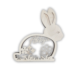 Ozdoba Wielkanocna Zajączek Dekoracja warstwowa 3D kwiatowy zając 24cm Alleluja