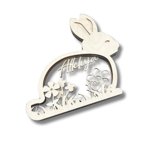 Ozdoba Wielkanocna Zajączek Dekoracja warstwowa 3D kwiatowy zając 24cm Alleluja