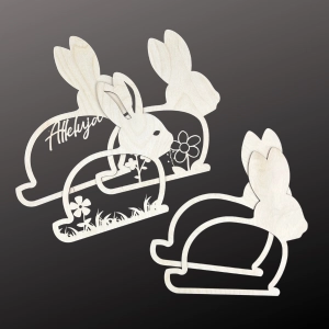 Ozdoba Wielkanocna Zajączek Dekoracja warstwowa 3D kwiatowy zając 24cm Alleluja