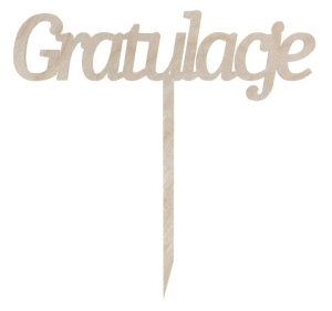 Drewniany topper napis Gratulacje ślub wesele ukończenie szkoły awans na tort do kwiatów