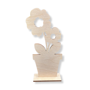 Drewniane kwiaty w doniczce - dekoracja stojąca PIERWIOSNEK